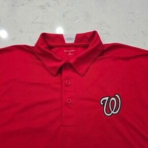 Sport-Tek Mens Washington Nationals MLB Polo Shirt Red White XL Performance Tee